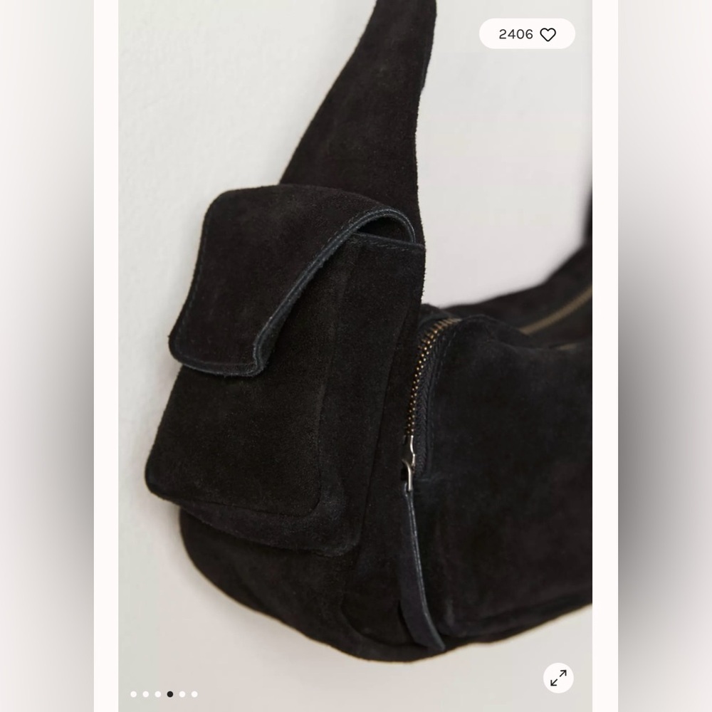 NWT Free People Siren Suede Shoulder Bag in Black - Picture 6 of 16